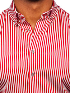 Camisa de rayas de manga larga para hombre rojo Bolf 22731