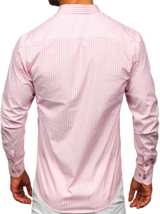 Camisa de rayas de manga larga para hombre rosa Bolf 22731