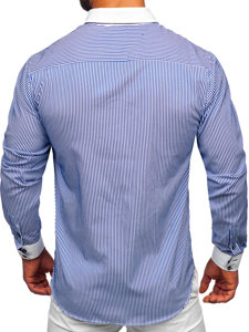 Camisa elegante a manga larga para hombre color azul Bolf 0909