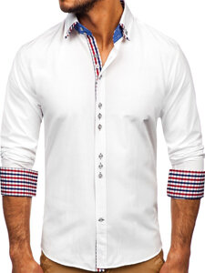 Camisa elegante a manga larga para hombre color blanco Bolf 0926