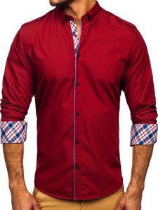 Camisa elegante a manga larga para hombre color rojo Bolf 1758