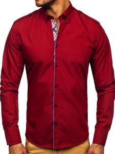 Camisa elegante a manga larga para hombre color rojo Bolf 1758