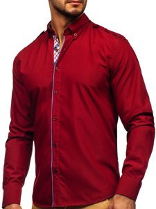 Camisa elegante a manga larga para hombre color rojo Bolf 1758