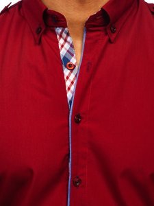 Camisa elegante a manga larga para hombre color rojo Bolf 1758