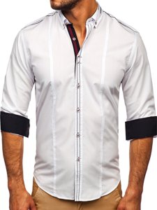 Camisa elegante con manga larga para hombre blanca Bolf 4707