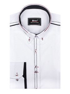 Camisa elegante con manga larga para hombre blanca Bolf 4707