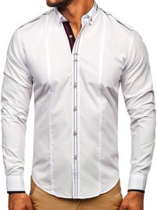 Camisa elegante con manga larga para hombre blanca Bolf 4707