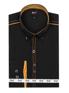 Camisa elegante con manga larga para hombre negra Bolf 4707