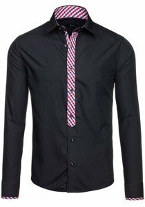 Camisa elegante con manga larga para hombre negra Bolf 6867