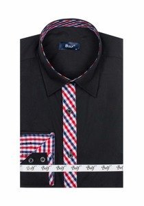 Camisa elegante con manga larga para hombre negra Bolf 6867