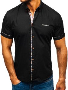 Camisa elegante con mangas cortas para hombre negra Bolf 5509-1