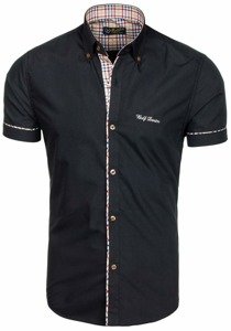 Camisa elegante con mangas cortas para hombre negra Bolf 5509-1