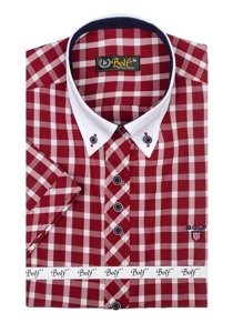 Camisa elegante de cuadros para hombre con manga corta burdeos Bolf 5531