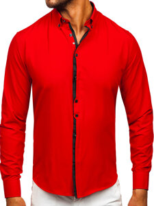 Camisa elegante de hombre de manga larga roja Bolf 24701