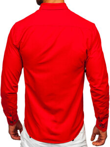 Camisa elegante de hombre de manga larga roja Bolf 24701