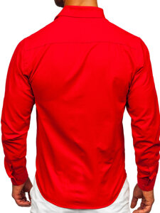 Camisa elegante de hombre de manga larga roja Bolf 24740