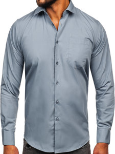 Camisa elegante de maga larga para hombre antracita Bolf M14