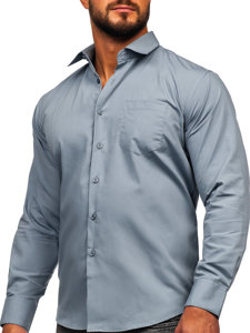 Camisa elegante de maga larga para hombre antracita Bolf M14