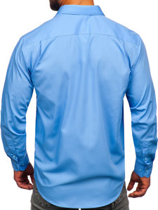 Camisa elegante de maga larga para hombre azul Bolf M14