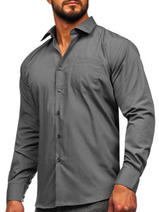 Camisa elegante de maga larga para hombre grafito Bolf M14