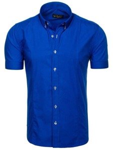 Camisa elegante de manga corta para hombre azul medio Bolf 5535