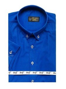 Camisa elegante de manga corta para hombre azul medio Bolf 5535