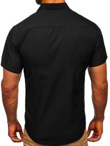 Camisa elegante de manga corta para hombre negro Bolf 7501