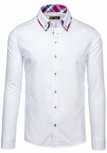 Camisa elegante de manga larga blanca para hombre Bolf 3701