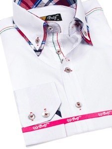 Camisa elegante de manga larga blanca para hombre Bolf 3701