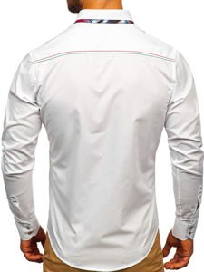 Camisa elegante de manga larga blanca para hombre Bolf 3701