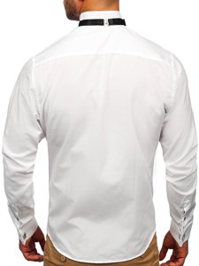 Camisa elegante de manga larga blanca para hombre Bolf 4702 Pajarita y gemelos