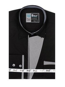 Camisa elegante de manga larga negra para hombre Bolf 4713