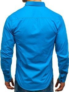 Camisa elegante de manga larga para hombre azul Bolf 1721-A