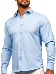 Camisa elegante de manga larga para hombre azul Bolf 24702