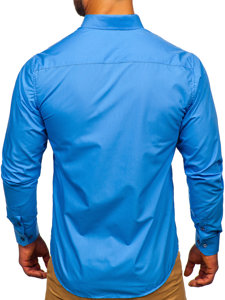 Camisa elegante de manga larga para hombre azul Bolf 7724-1