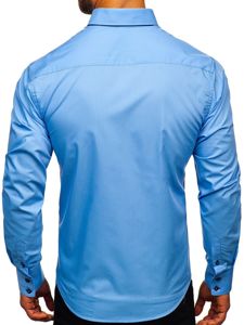 Camisa elegante de manga larga para hombre azul celeste Bolf 1721-1