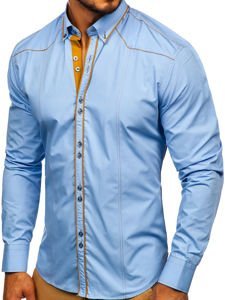 Camisa elegante de manga larga para hombre azul celeste Bolf 4777