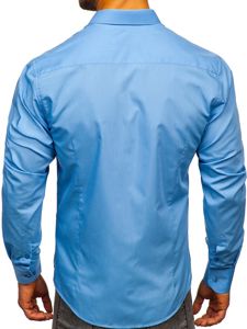 Camisa elegante de manga larga para hombre azul claro Bolf 1703