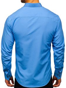 Camisa elegante de manga larga para hombre azul claro Bolf 8840-1