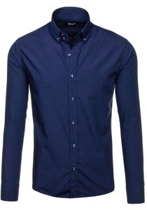 Camisa elegante de manga larga para hombre azul marino Bolf 5821-1