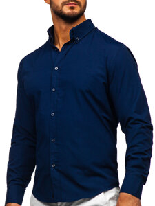 Camisa elegante de manga larga para hombre azul marino Bolf 5821-1