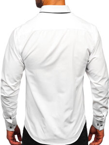 Camisa elegante de manga larga para hombre balnco y negro Bolf 3703