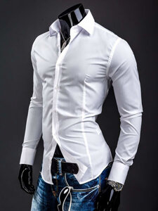 Camisa elegante de manga larga para hombre blanca Bolf 1703A