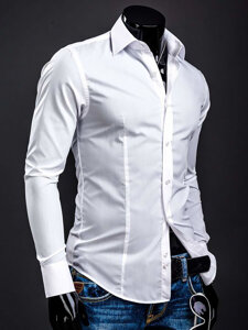 Camisa elegante de manga larga para hombre blanca Bolf 1703A