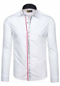 Camisa elegante de manga larga para hombre blanca Bolf 1769-A