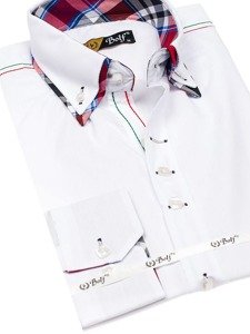 Camisa elegante de manga larga para hombre blanca Bolf 2705