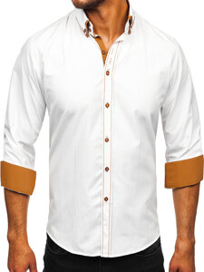 Camisa elegante de manga larga para hombre blanca Bolf 3703