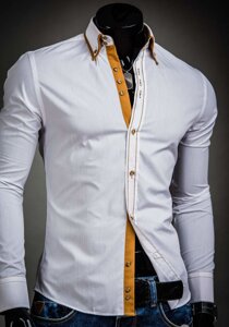 Camisa elegante de manga larga para hombre blanca Bolf 3703A