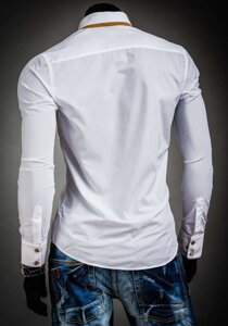 Camisa elegante de manga larga para hombre blanca Bolf 3703A