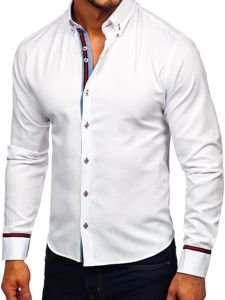 Camisa elegante de manga larga para hombre blanca Bolf 5801-A